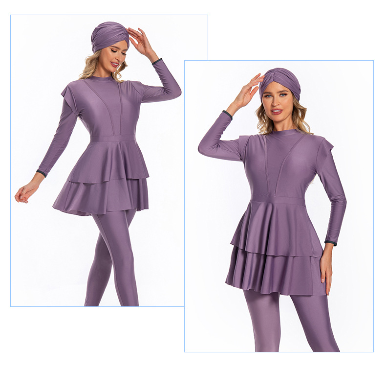 Womens Muslim Swimsuit Modest Burkini Islamic Swimwear Full Cover Costume 3pcs